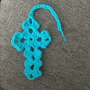 Handcrafted Blue Crochet Cross Bookmark